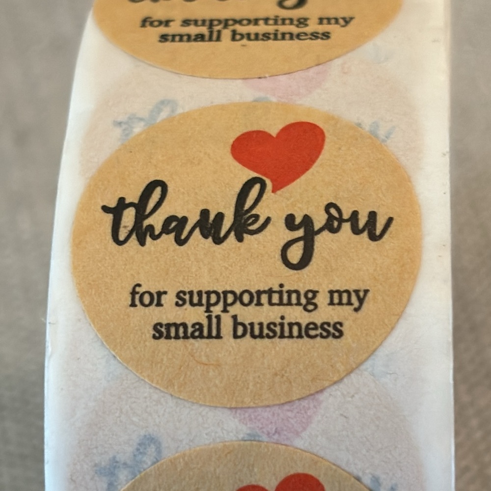 Roll of 500 1 inch thank you stickers!